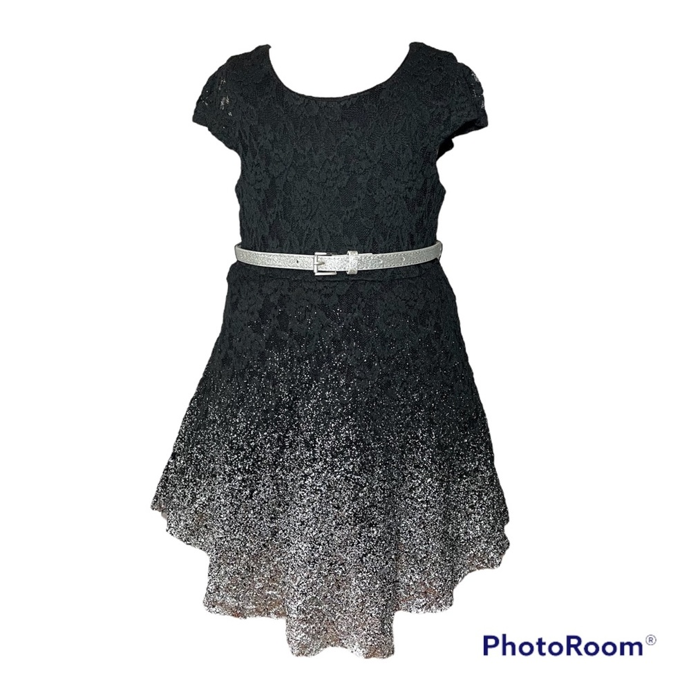 NWOT Ruum silver printed on black lace dress size 4